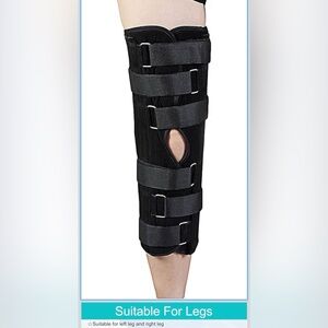 New Universal right and left leg Adjustable Black Knee/Leg Brace w Open Patella